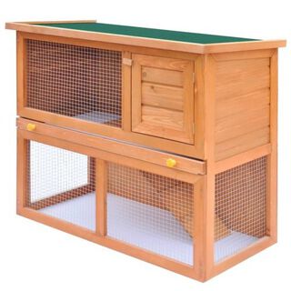 Conejera de exterior con puerta para conejos color Madera