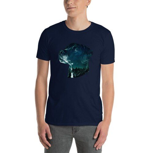 Mascochula camiseta hombre noche estrellada personalizada con tu mascota azul marino thumbnail