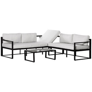 Outsunny Conjunto de Muebles negro y gris para jardin