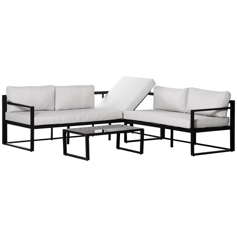 Outsunny Conjunto de Muebles negro y gris para jardin thumbnail