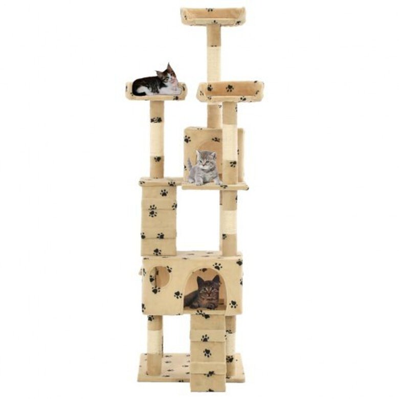 Rascador grande con postes color Beige Huellas, , large image number null