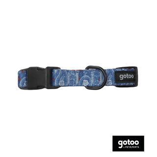 Gotoo Collar estampado cachemira azul para perros