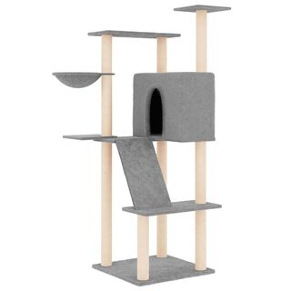 vidaXL Rascador con Postes de Sisal Gris Claro 143 cm para gatos
