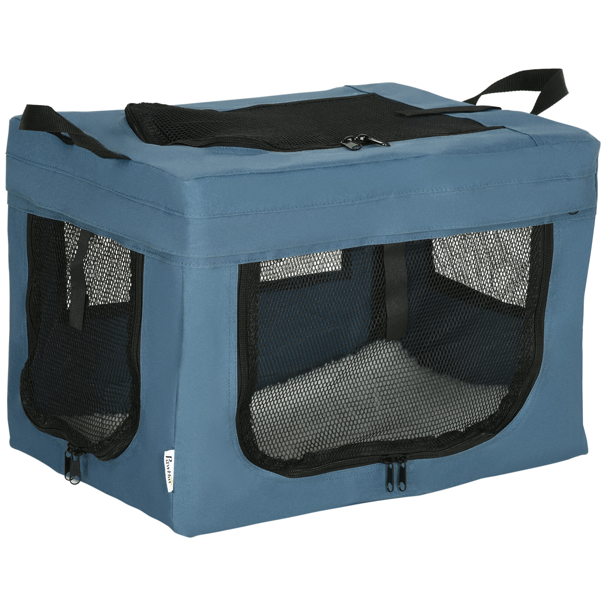 PawHut Transport&iacute;n Mochila para Perros y Gatos Bolsa Port&aacute;til y Plegable para Mascotas Transportador para Perros con 3 Puertas y Coj&iacute;n Suave 69x51x51 cm Azul, , large Imagen numero 11