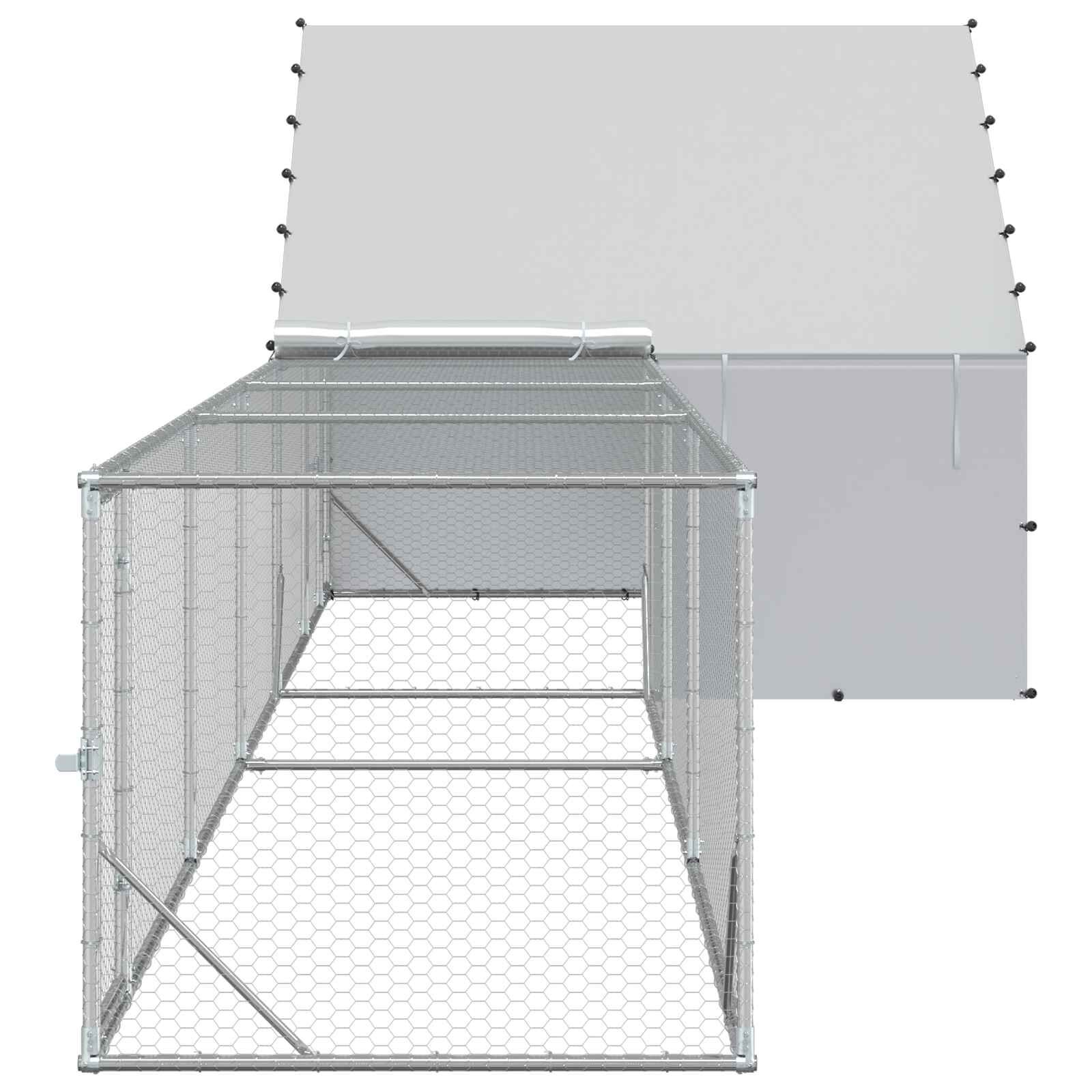 vidaXL Gallinero con techo y patio 2 uds. Plateado Acero Galvanizado de Patio, , large Imagen numero 10