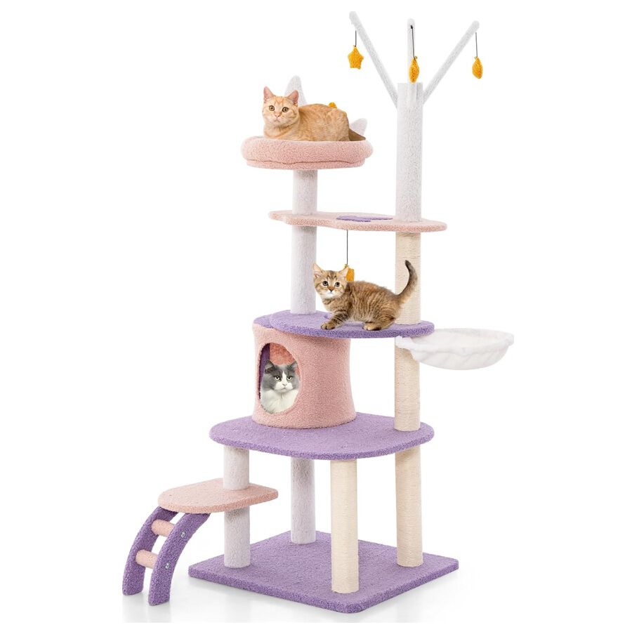 COSTWAY Torre para Gatos con Postes Rascadores y Hamaca para Gatos thumbnail