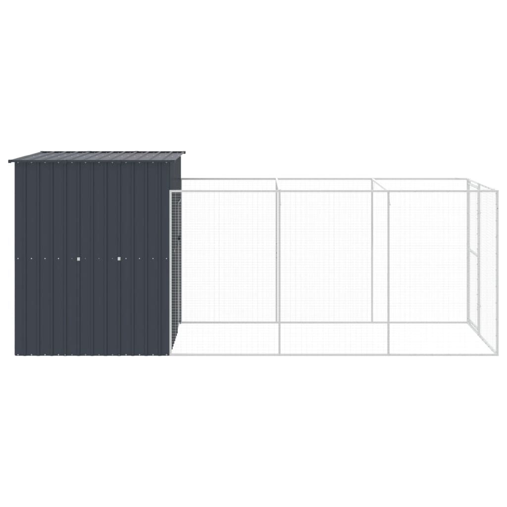 vidaXL Caseta de perros con corral acero galvanizado 165x455x181 cm, , large Imagen numero 3