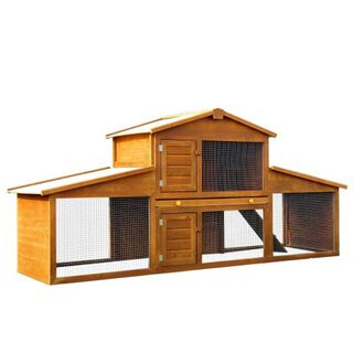 Conejera PawHut de 2 niveles y zona abierta color Madera