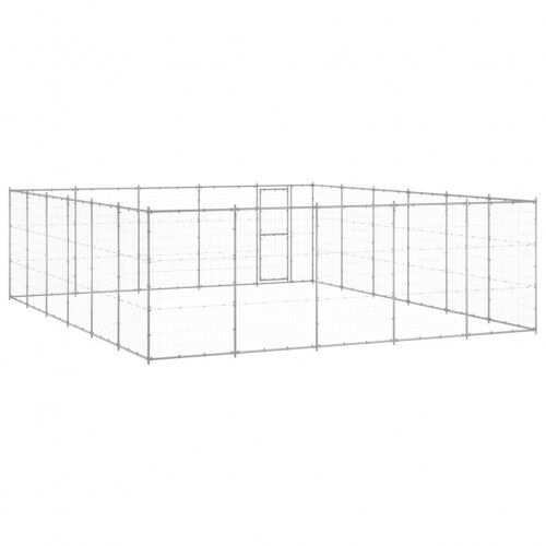 Vidaxl perrera con malla alrededor plateada para perros thumbnail