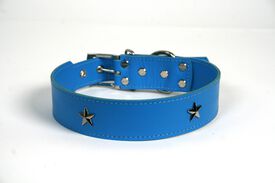 LGMCAN Collar de Piel celeste con estrella para perros