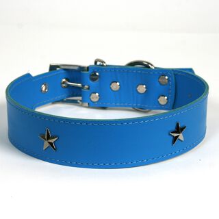 LGMCAN Collar de Piel celeste con estrella para perros