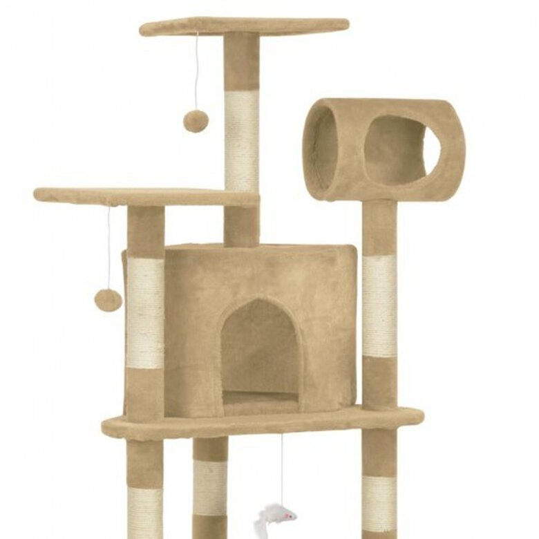 Rascador con postes recubiertos de sisal para gatos color Beige, , large image number null