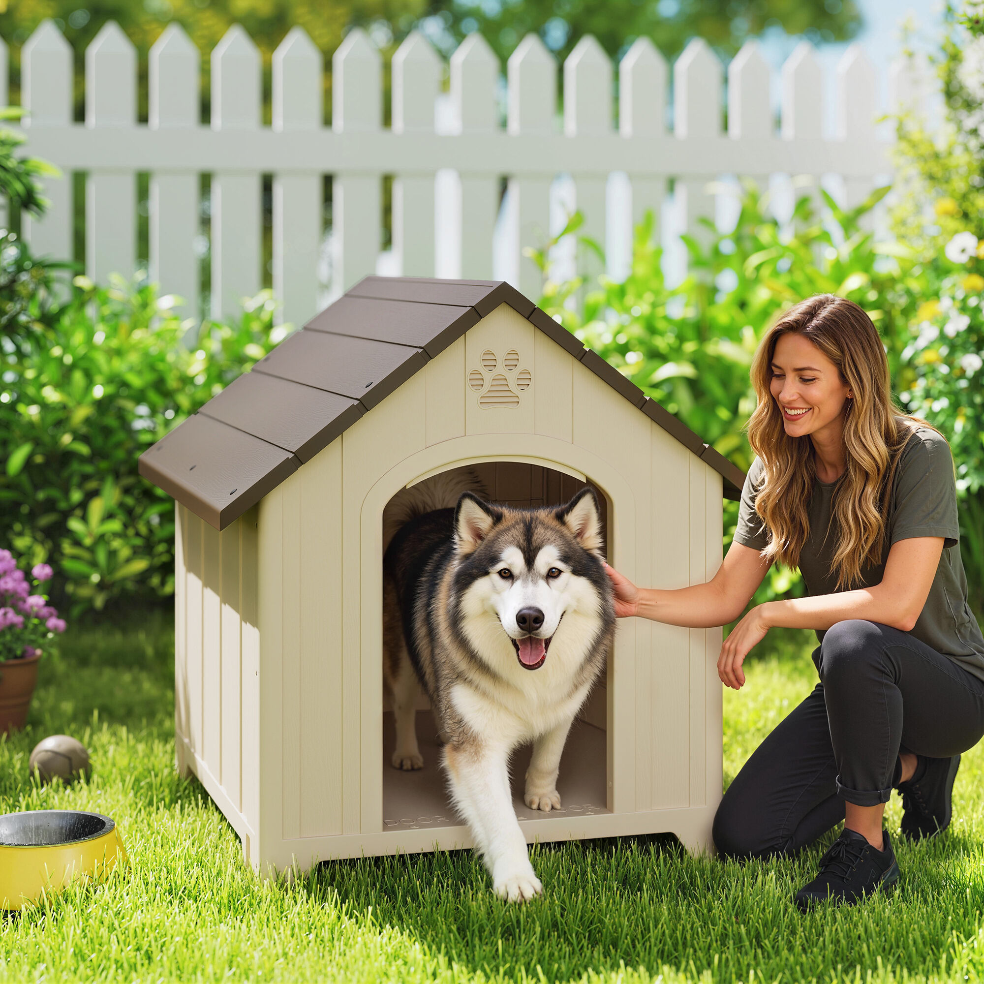 PawHut Caseta para Perro Beige, , large Imagen numero 2