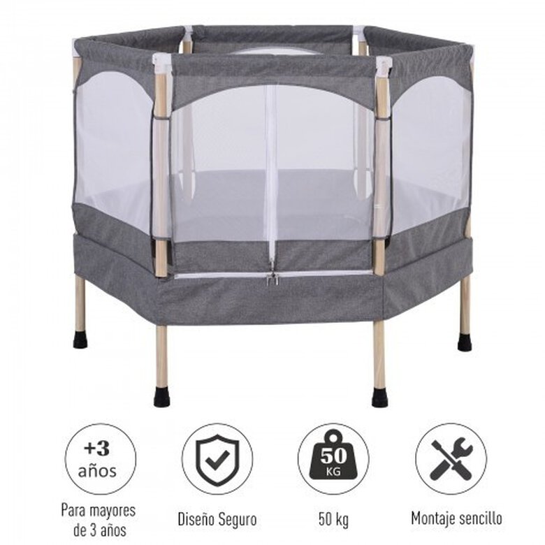 Trampolín infantil Homcom para mascotas y niños color Gris, , large image number null