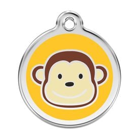 Red Dingo Placa identificativa Acero Inoxidable Esmalte Mono Amarillo para perros