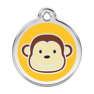 Red Dingo Placa identificativa Acero Inoxidable Esmalte Mono Amarillo para perros