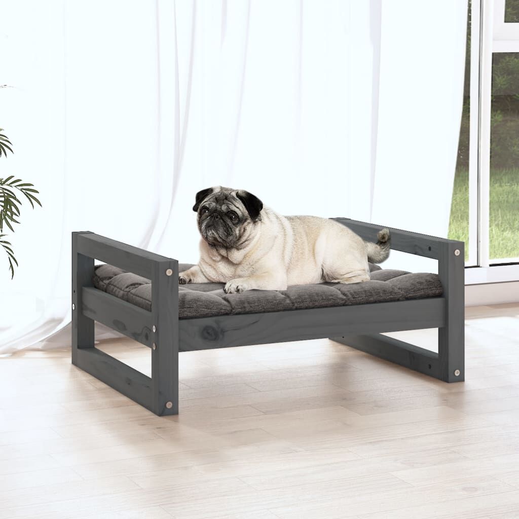 VidaXL Estructura fina cama de madera gris para perros thumbnail