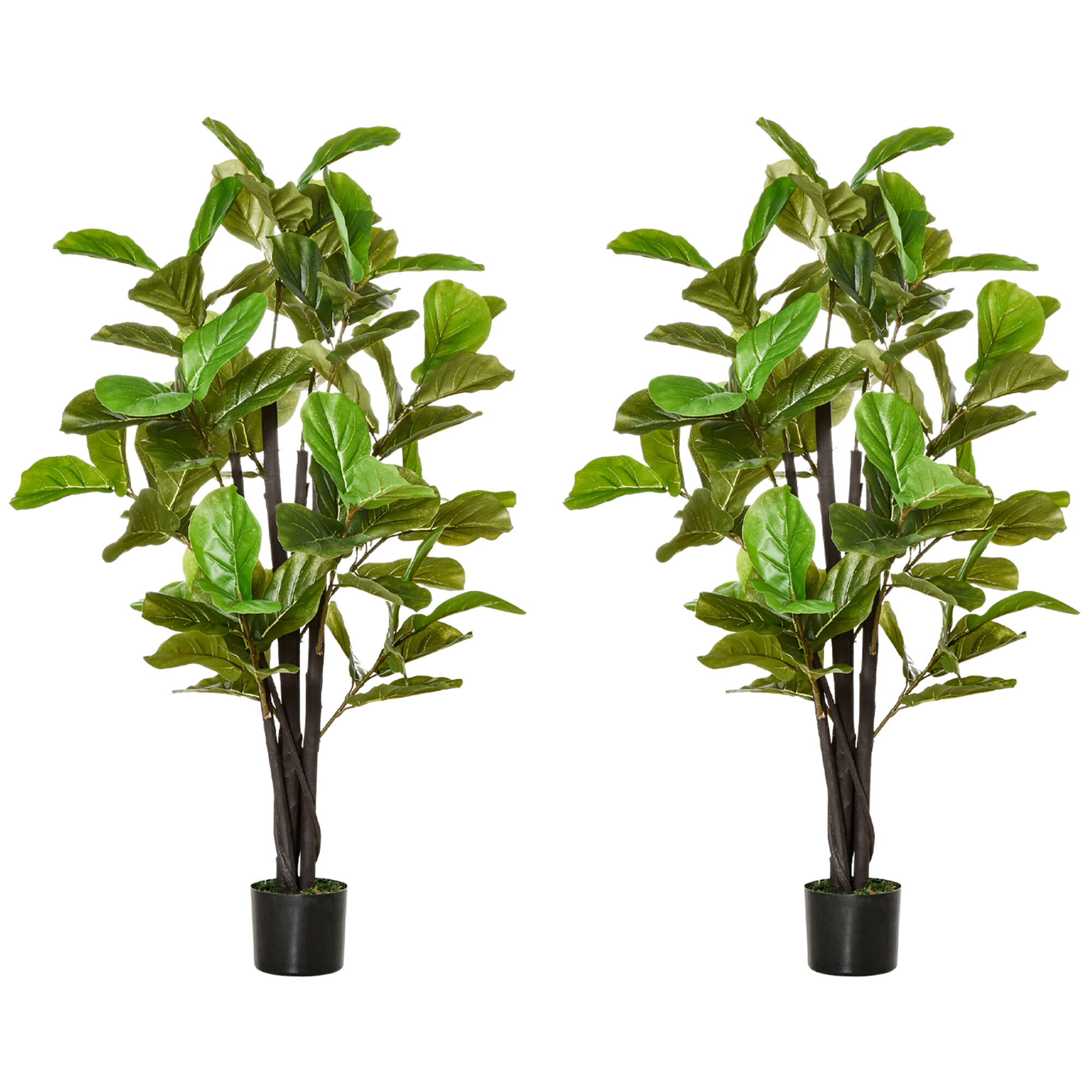 HOMCOM Ficus Artificiales 130 cm Plantas Artificiales con Maceta Plantas Artificiales Decorativas para Interior y Exterior Hogar Sal&oacute;n Oficina Verde, , large Imagen numero 1