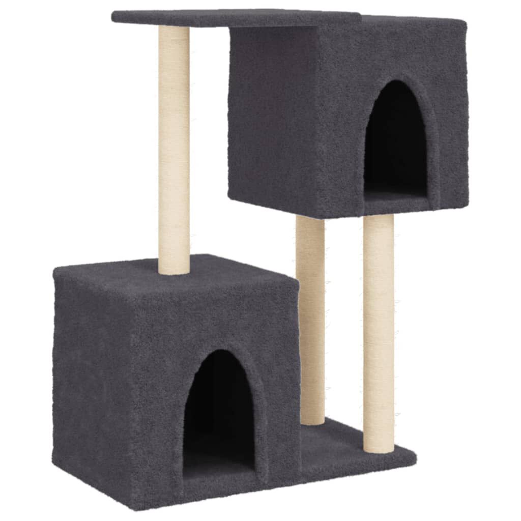 vidaXL Rascador para gatos con postes de sisal gris oscuro 86 cm, , large Imagen numero 1