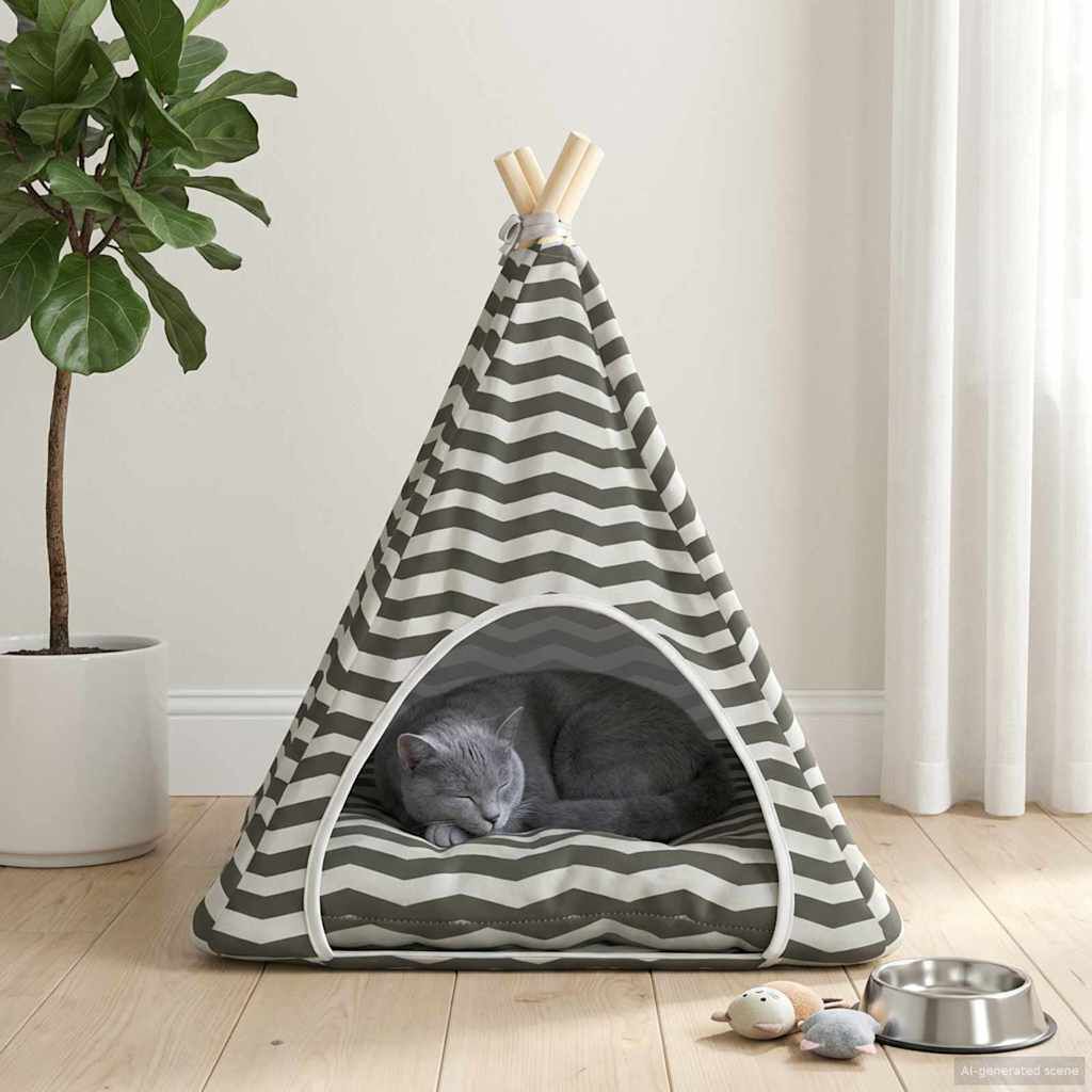 vidaXL Tienda de campa&ntilde;a para mascotas con coj&iacute;n Blanco y gris Cama Casa, , large Imagen numero 13