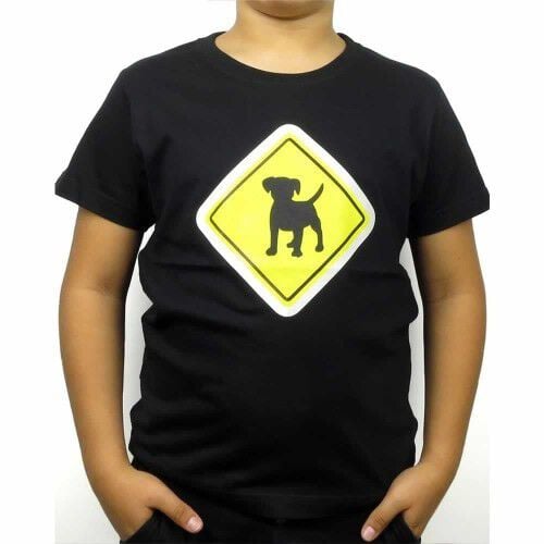 Camiseta ni&ntilde;o/a "Placa permitido perros" color Negro, , large Imagen numero 2
