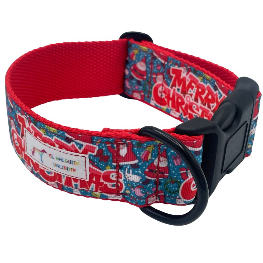 EGV - Collar Martingale Navidad 4 cm ancho, Collar galgo hecho a mano en Espa&ntilde;a (Merry Christmas), , large Imagen numero 2