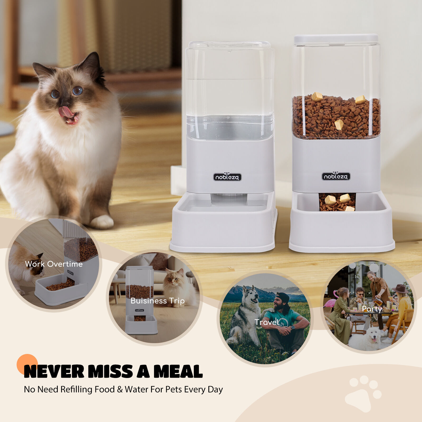 Nobleza Comedero Autom&aacute;tico y Bebedero para mascotas, , large Imagen numero 3