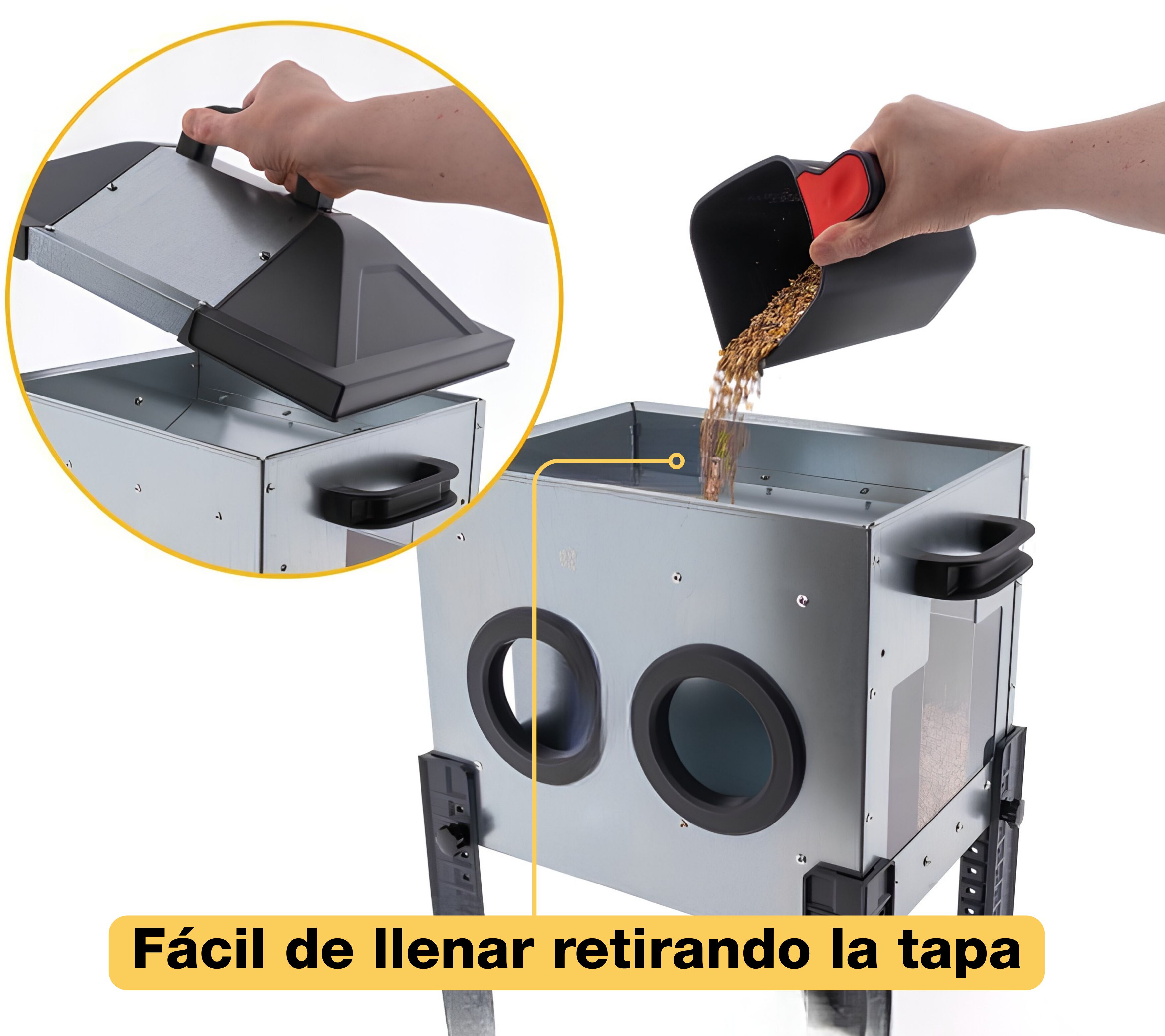 Comedero para Gallinas Robust&reg; | Tolva Antidesperdicio de Acero Galvanizado para Exterior | Altura Regulable | para Gallinas, Patos y Gansos | 16kg, , large Imagen numero 3