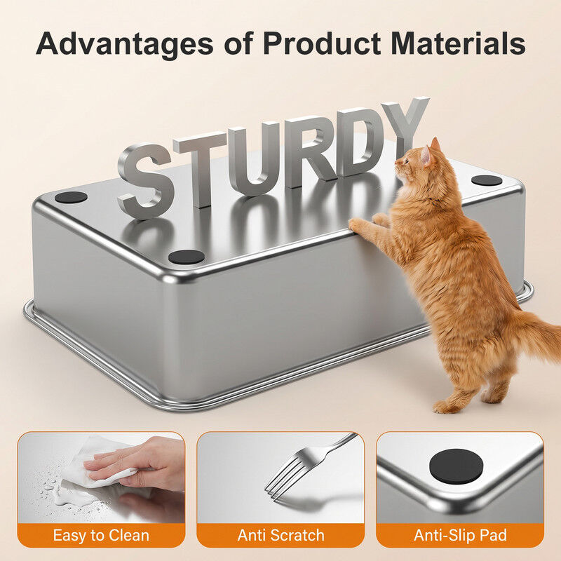 Nobleza Arenero para Gatos de Acero Inoxidable Cubierto con Tapa Rabatible 120&deg; &ndash; Caja de Arena Grande Cerrada y Antifugas con Doble Entrada, Antiolor y Alfombrilla, Arenero Desmontable 3 en 1 para Gatos Grandes y Gatitos, , large Imagen numero 5