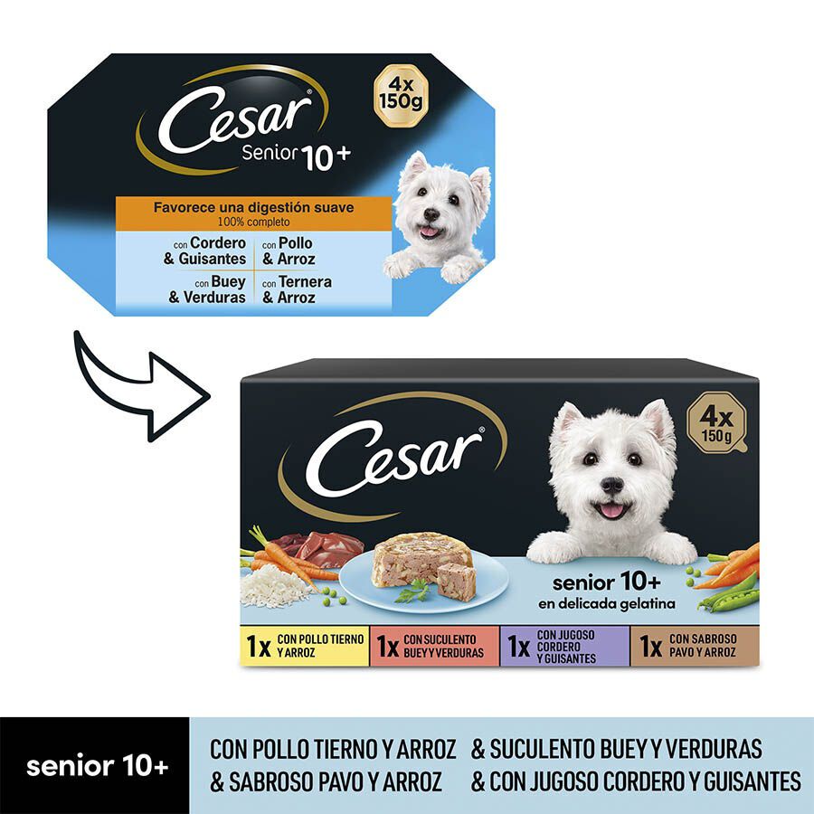 Cesar Carnes Mixtas Tarrina en Gelatina para Perros Senior - Multipack thumbnail