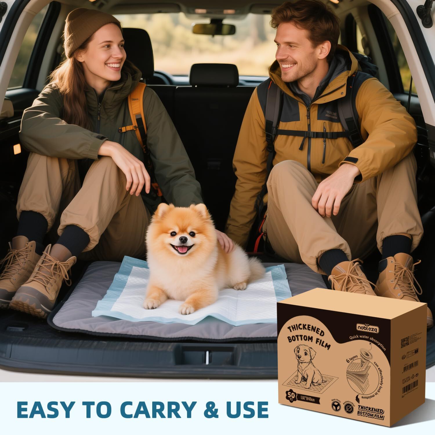 Nobleza Empapadores Perros 60x90cm Pañales Desechables para Perros, 50 Unidades Alfombra Toallas Higiénica Absorbente y Antifugas Empapadores para Mascotas,Empapadores Perros thumbnail