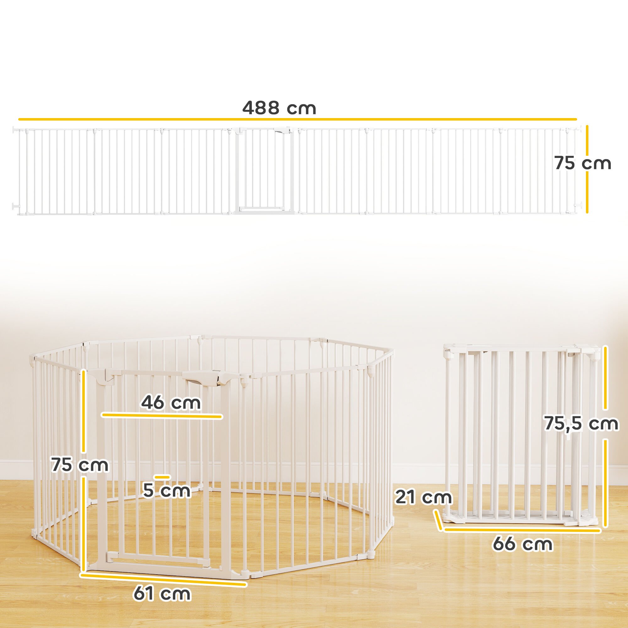 PawHut Barrera para Mascotas Blanco thumbnail