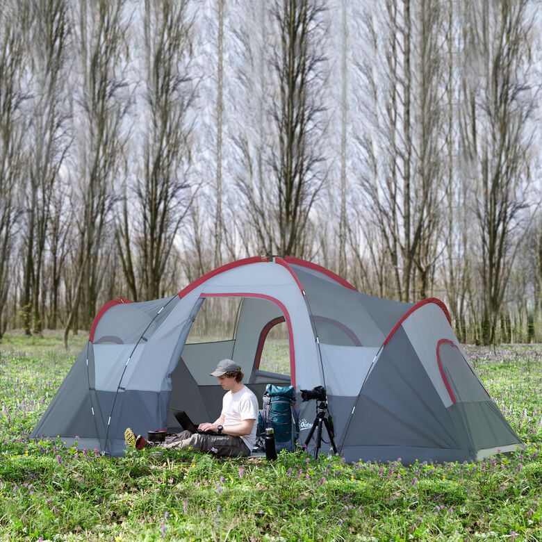 Outsunny Tienda de camping grande gris con bolsa de Transporte thumbnail
