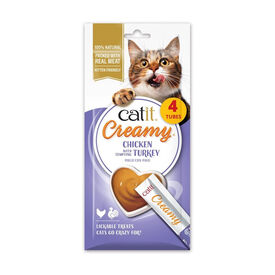 Snacks cremosos para gatos Catit Creamy &ndash; 4 Tubos Pollo y Pavo, 4x10g