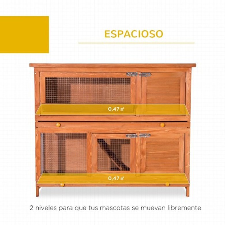 PawHut conejera de madera exterior para conejos, , large image number null