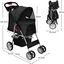 COSTWAY Cochecito para Mascotas Plegable, Cochecito de Mascotas de 4 Ruedas para Gatos/Perros, Carrito para Gatos con Cesta de Almacenamiento para Mascotas, Ventana de Malla, impermeable (Negro), , large indicador imagen numero 4