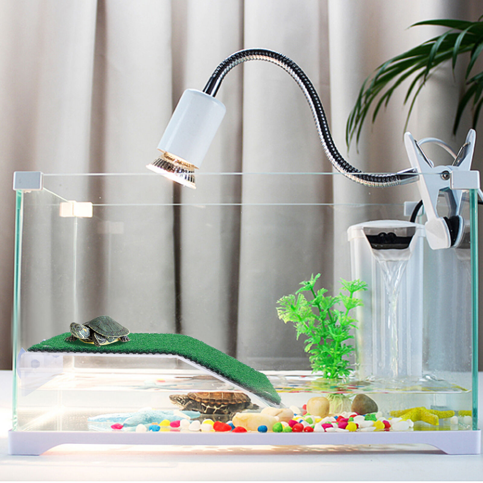 Nobleza - Plataforma Tortugas, Verde realista C&eacute;sped Tortugas Basking Plataforma con Ventosas, para Tortuga o Reptil, L20*W21CM, , large Imagen numero 3