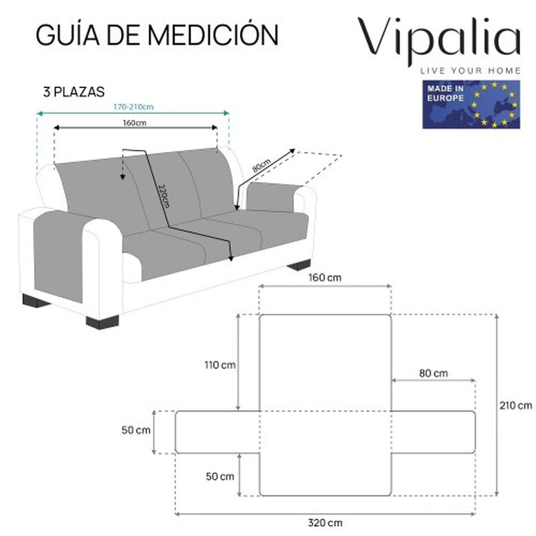 Vipalia cubre sofá rombos gris oscuro para mascotas, , large image number null