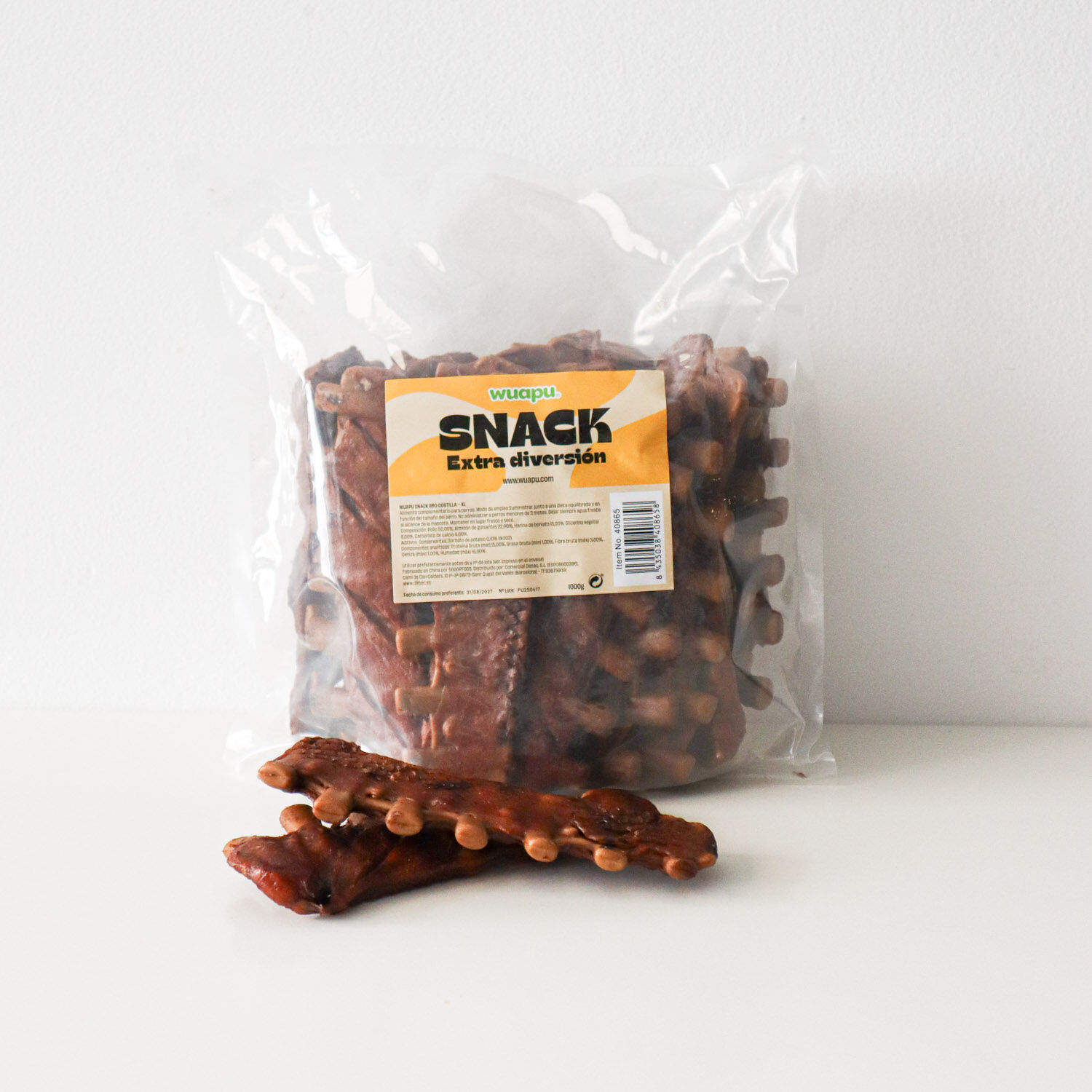 Snack Barbacoa para perro Costilla grande Wuapu (1kg-18ud), , large Imagen numero 1