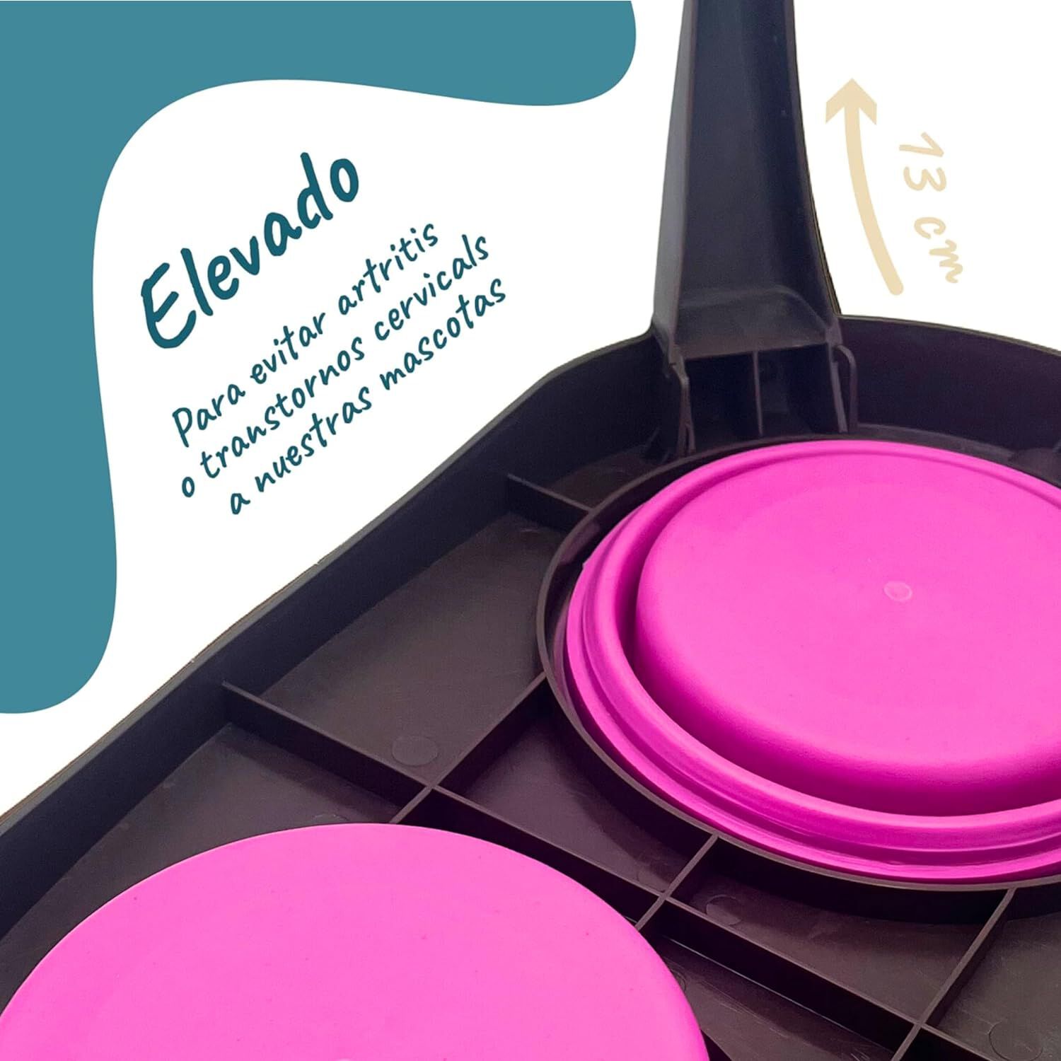 EL &Aacute;TICO PETS Comedero Perro Elevado con Bebedero Antisalpicaduras Perro. Comedero Perro Antivoracidad Desmontable, , large Imagen numero 3