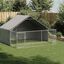 vidaXL Caseta perros exterior con corral 4x3x1,9 m acero galvanizado, , large indicador imagen numero 32