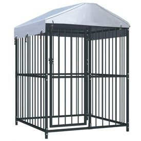 Perrera de exterior con toldo para mascotas color Negro