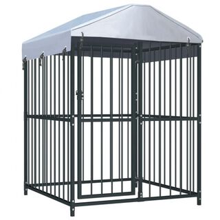 Perrera de exterior con toldo para mascotas color Negro