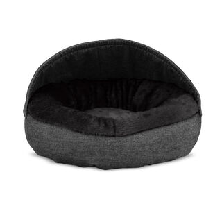Gauty Cama Redonda Denim y pelo - Negro para Perros y Gatos  