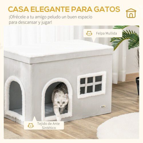 Casa plegable para gatos interior color Gris, , large Imagen numero 4