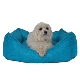 Cama para perros Salud con borde mullido en azul