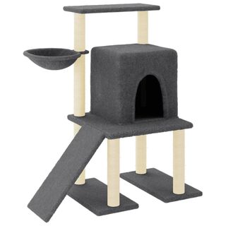 VidaXL Rascador con postes de sisal y escalera gris oscuro para gatos