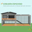 PawHut Conejera Exterior de Madera 150x52x68 cm Jaula para 1-2 Conejos Grande con Techo Asfáltico Abatible Bandeja Extraíble y Rampa Gris, , large indicador imagen numero 4