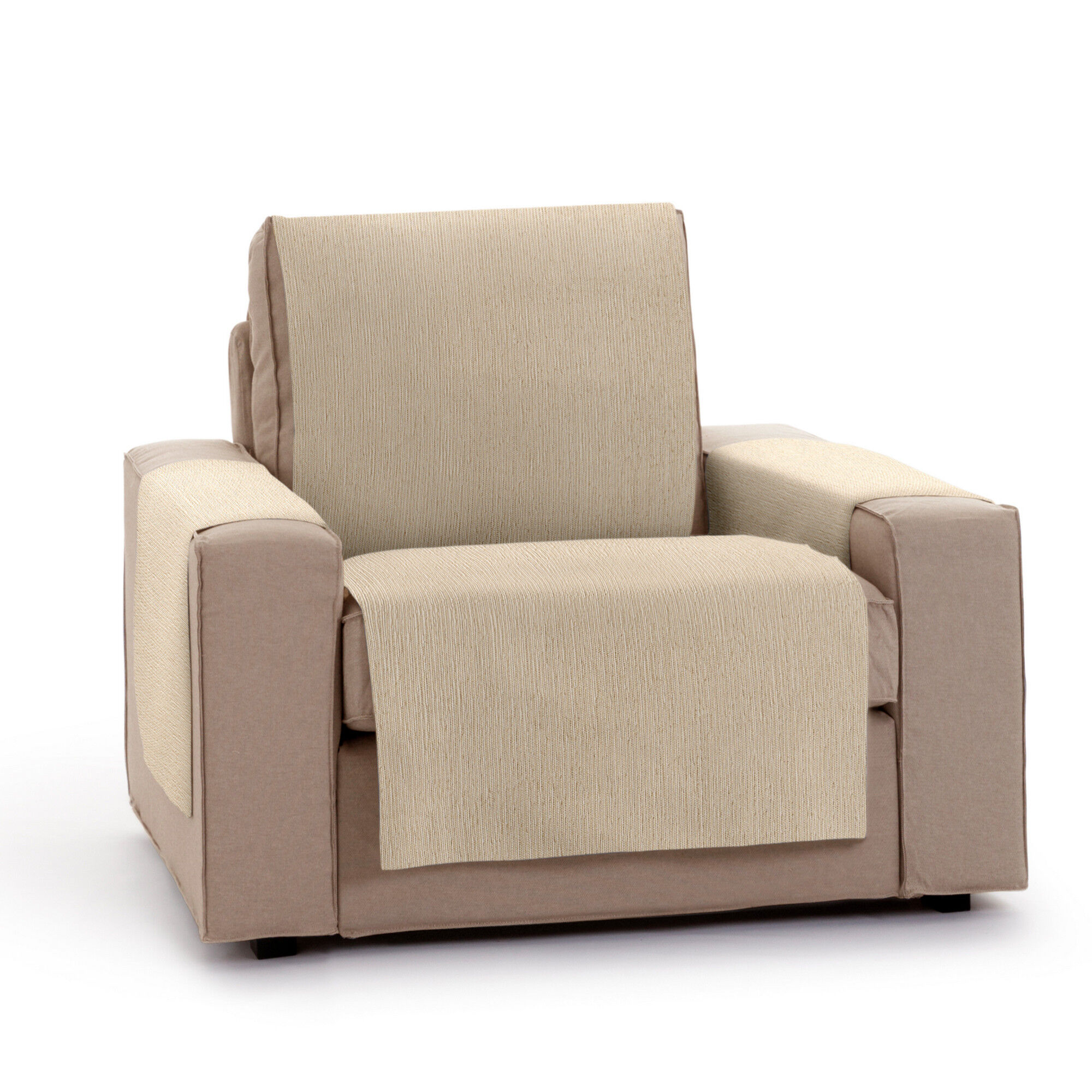 Vipalia Protector Funda Sillon 1 Plaza o Relax. Chenilla Lisa. Dise&ntilde;o Elite. Color Beige. 1 Plaza, , large Imagen numero 4