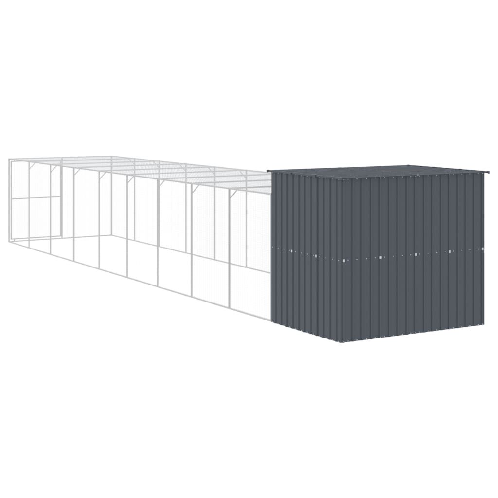 vidaXL Caseta perros con corral acero galvanizado gris 214x1069x181 cm, , large Imagen numero 4